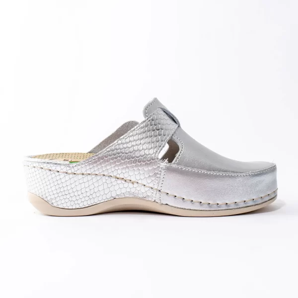 Ženska kožna klompa - Srebrna 2 Ženska kožna klompa - Srebrna