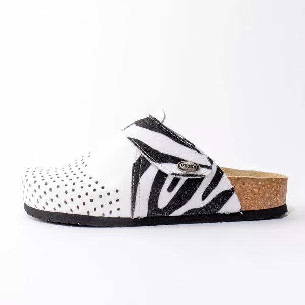Ženske anatomske klompe Komfort - Bijela-zebra