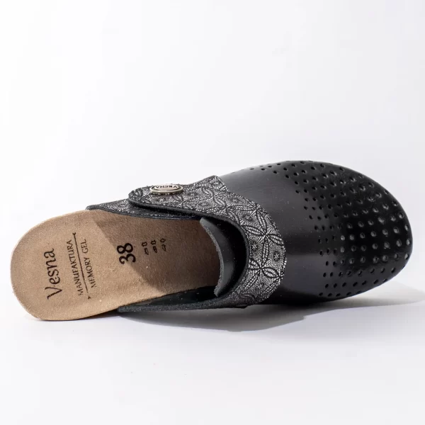 Ženske kožne klompe Hera - LUX Crna