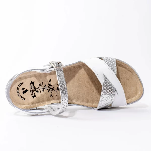 Ženske sandale Massage gel - Bijelo-srebrne 3 Ženske sandale Massage gel - Bijelo-srebrne