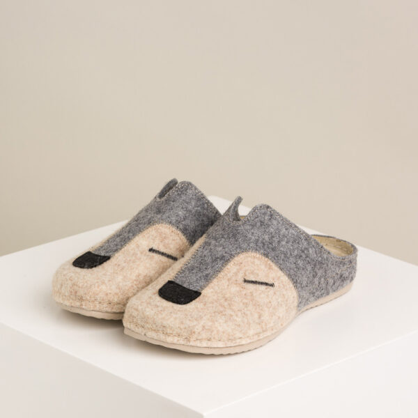 Ženske sobne papuče Vuk - Bež-siva